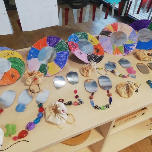 Schilder und Schmuck